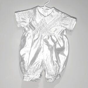 NWOT Tip Top Boy’s Christiano White Formal Suit Romper Outfit Size 6 Month